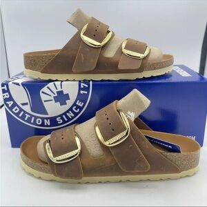 Birkenstock Arizona Big Buckle Sandal Cognac Oiled Leather EU 37/W6/M4 ;B72